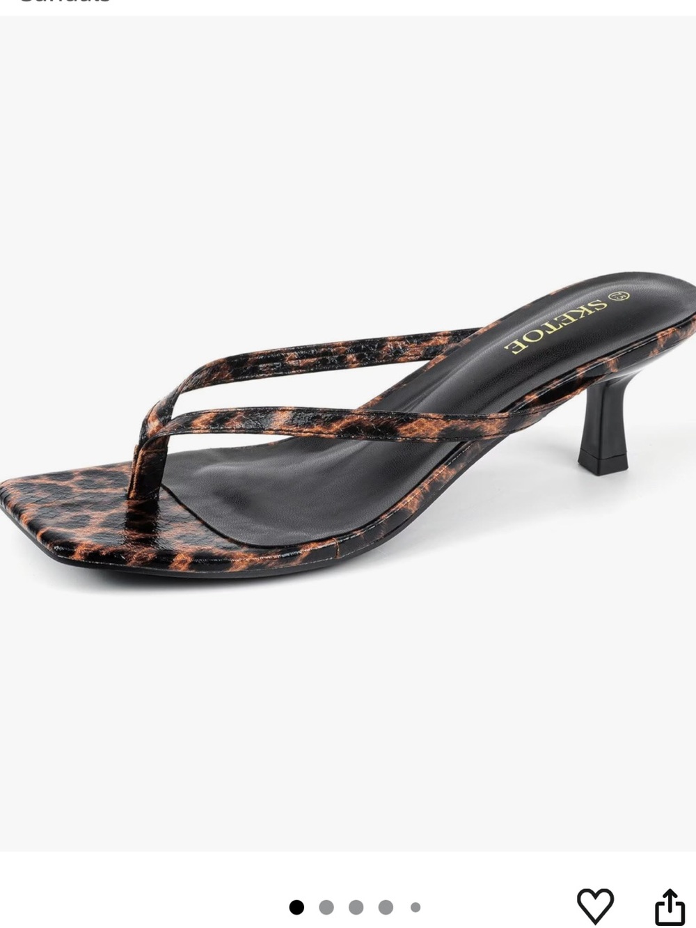 Leopard Print Kitten Heel Flip Sandal - Brown